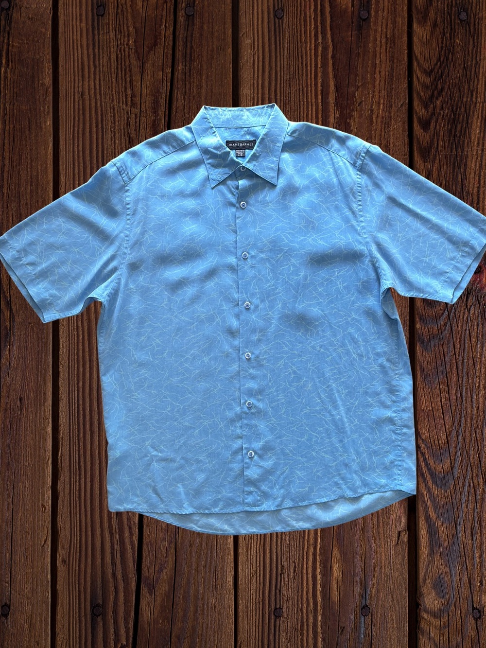 Jhane Barnes Light Blue Short-Sleeve Button-Down Shirt